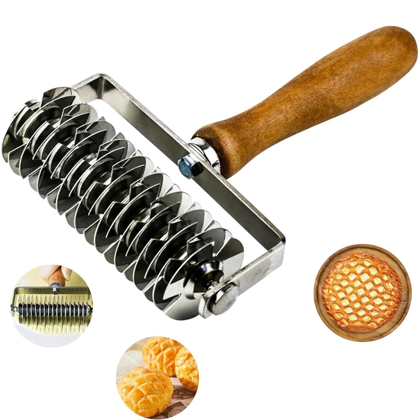 ExcellaElite Lattice Pastry Cutter Roller, Stainless Steel, Suitable for Bread/Pastry Crust Home Baking