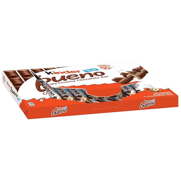 KINDER BUENO MILK CHOCOLATE AND HAZELNUT CREAM, 1 PACK, 10 INDIVIDUALLY WRAPPED CHOCOLATE BARS, 7.5 OZ