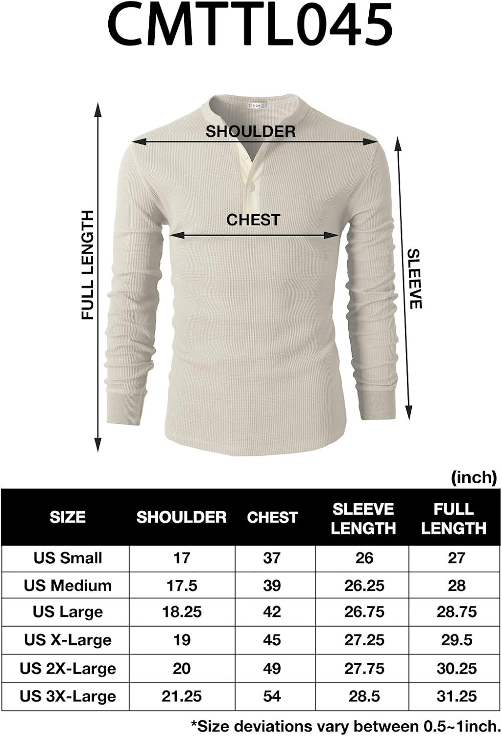 H2H Mens Casual Slim Fit Henley Long Sleeve T Shirts of Waffle Cotton: Clothing