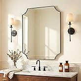 ANDY STAR 24x36 Inch Black Mirror, Matte Black Scalloped Wall Mirror, Modern Black Framed Mirror with Sophisticated Scalloped