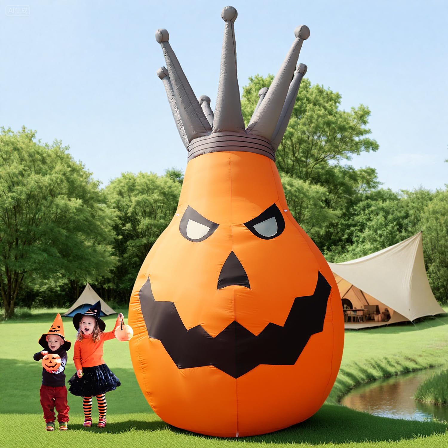 Photo 1 of 14FT Giant Halloween Inflatable Pumpkin King, Holiday Blow Up Outdoor Decorations Build-in LED Lights for Halloween Party Supplies, Yard Indoor Outdoor Garden Lawn Patio