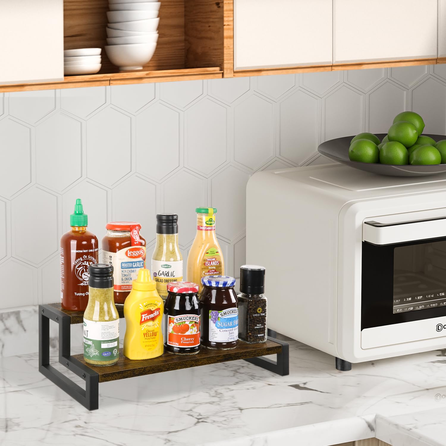 Spice Rack Organizer for Countertop, 2 Tier Kitchen Counter Shelf ...