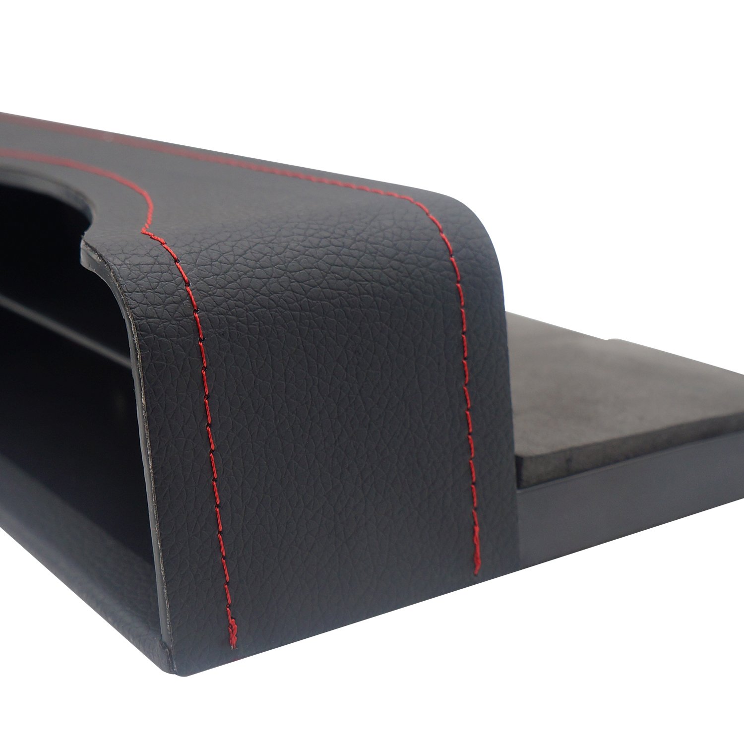 LOCEN PU Leather Console Side Pocket, Car Seat Gap Filler/Organizer/Storage Box (Black)