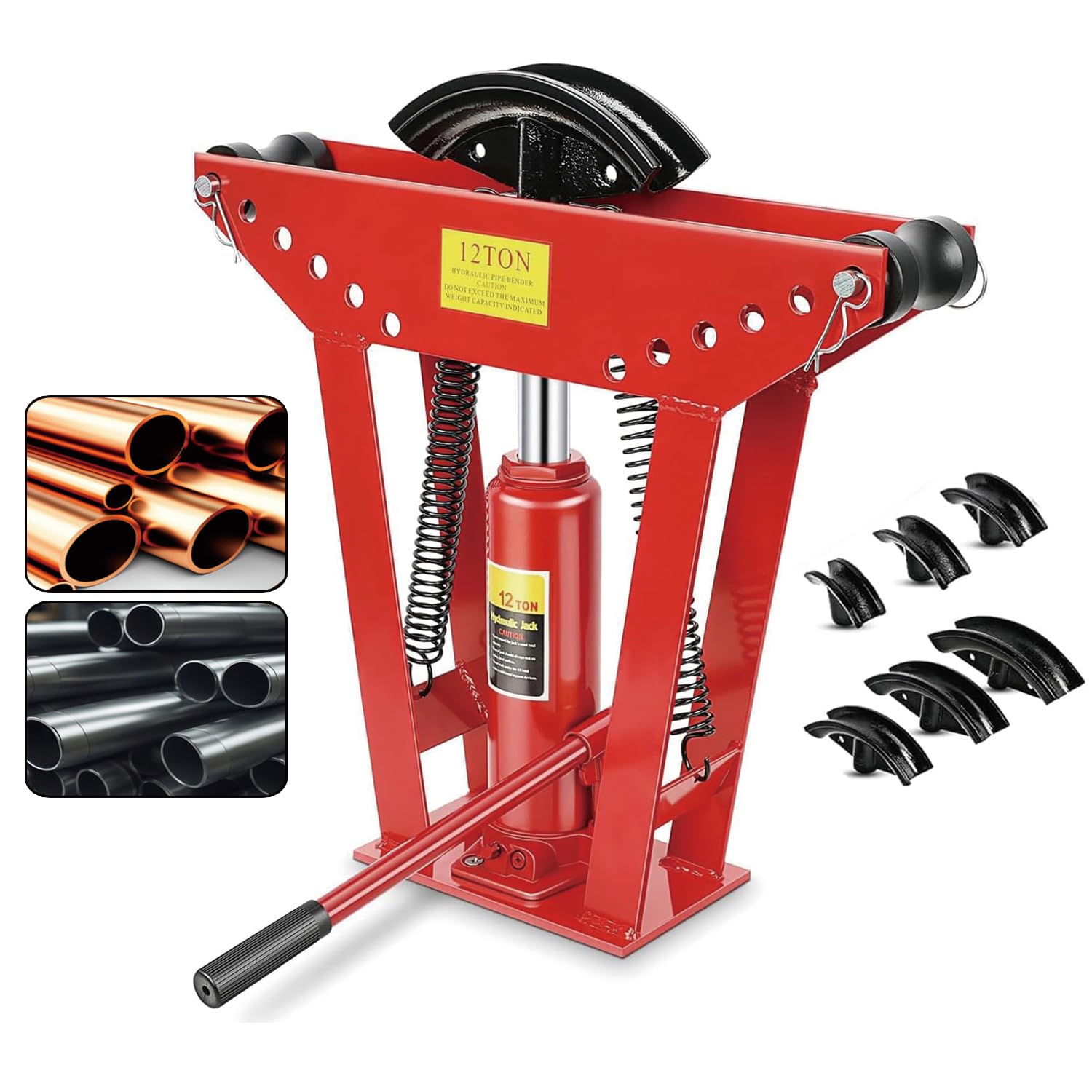 Photo 1 of Hydraulic  Bender, 12 Ton Manual Copper Tube Bender with 6 Dies, 90°-180° Adjustable Hydraulic Tubing Bender for Steel Iron Metal Ratcheting