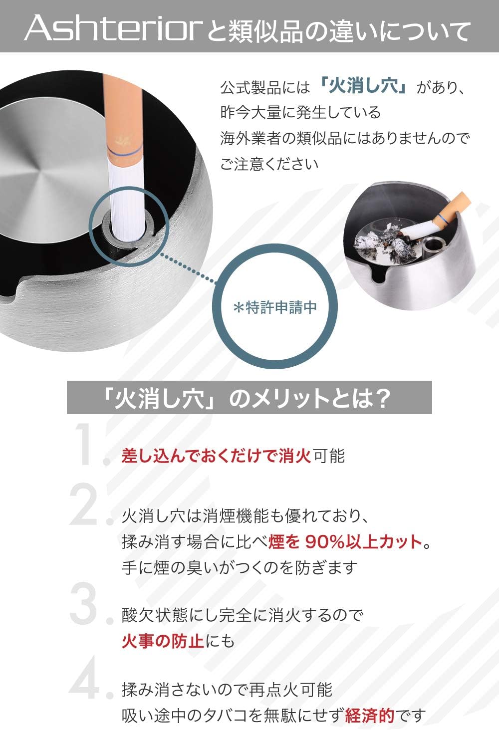 Amazon Co Jp 公式 Ashterior アッシュテリア 灰皿 ふた付き 火消し穴付き Lotus Life Small スポーツ アウトドア