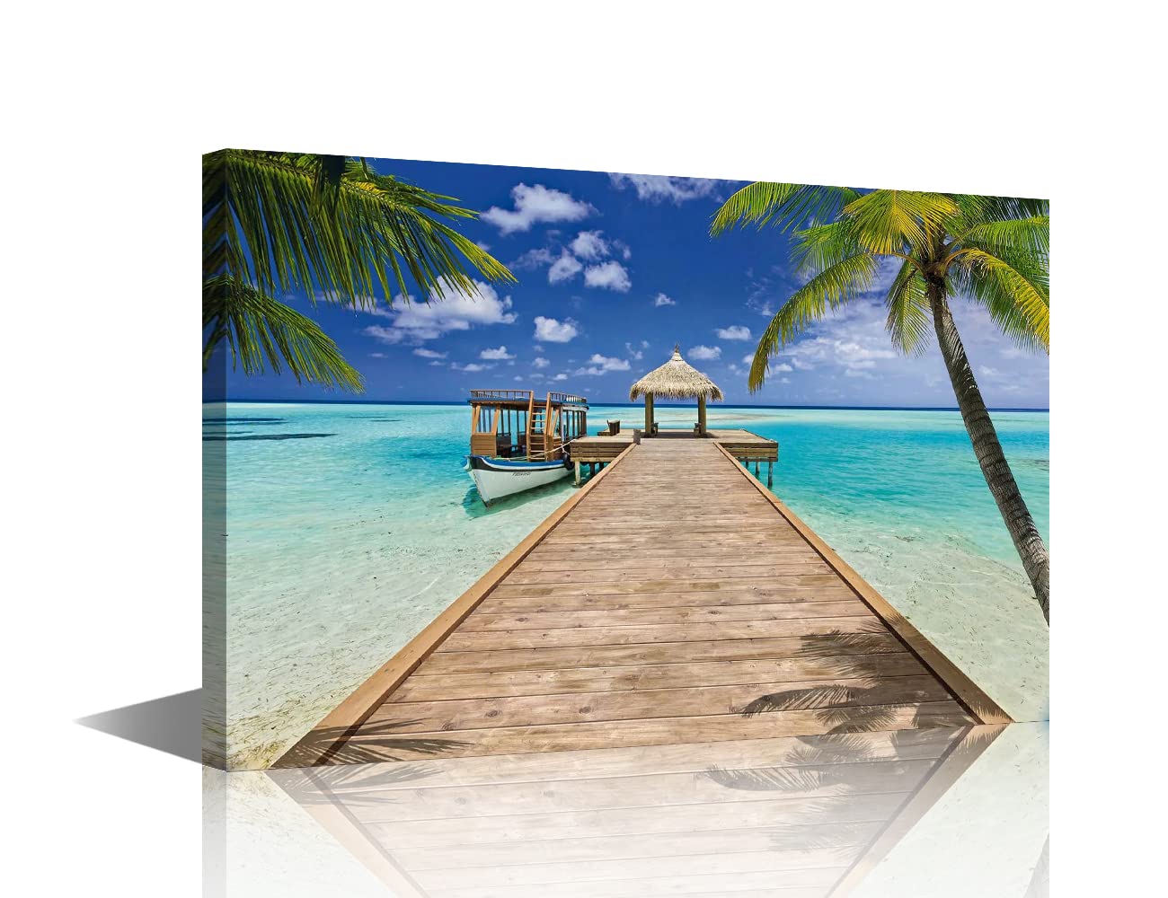TISHIRON Seaside Coconut Tree Sunmmer Canvas Wall Art Decorations for Living Room Decor Hang Pictures Artwork Paintings Kitchen Office Prints Home Decoration 16X24in (40x60cm)