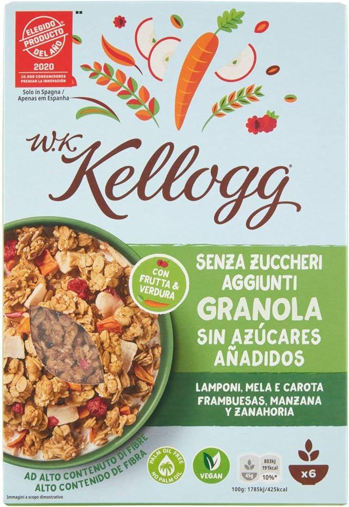KELLOGGS cereales wk granola con frambuesa, manzana y zanahoria caja 300 gr Amazon.es