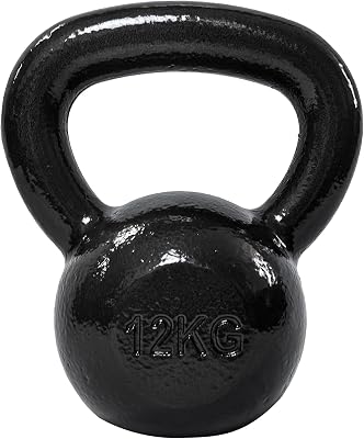 Kettlebell en fonte 12 kg, Noir