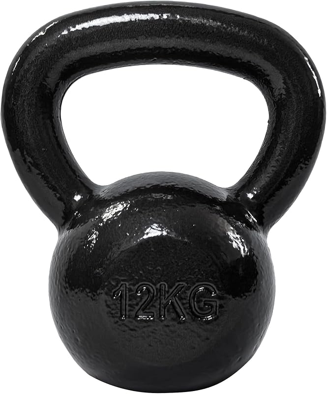 Kettlebell in ghisa, 12 kg, Nero