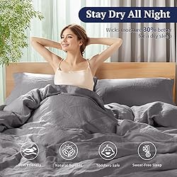Shilucheng 100% Linen Queen Duvet Cover Set, Luxury