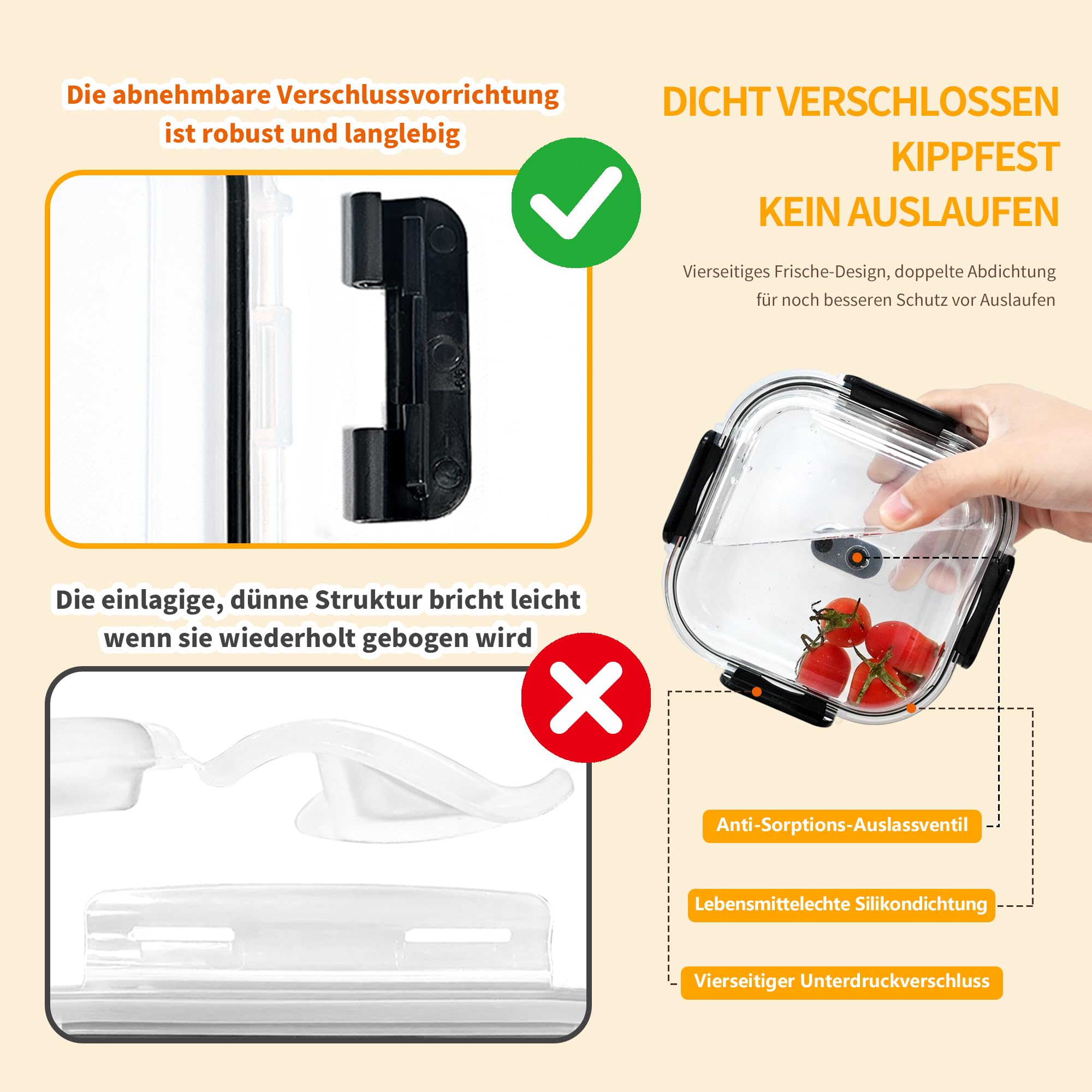 LNWSN 800ml Glasbehälter mit Deckel 3er, Vorratsdosen Glas aus Hitzebeständigem Borosilikatglas, Versiegelte Frischhaltedosen Glas mit Deckel für die Lebensmittelaufbewahrung zu Hause, Schwarz 3