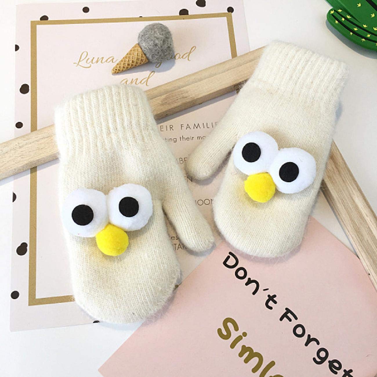 偉大な 赤ちゃん 幼児 かわいい漫画の厚手 1ペア 冬用手袋 Putars