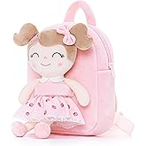 Gloveleya Kids Backpack for Girls backpacks Plush bag with Soft doll for Toddler baby Strawberry 9 Inches