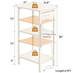 Asgolion Tall End Table with Charging Station, 3