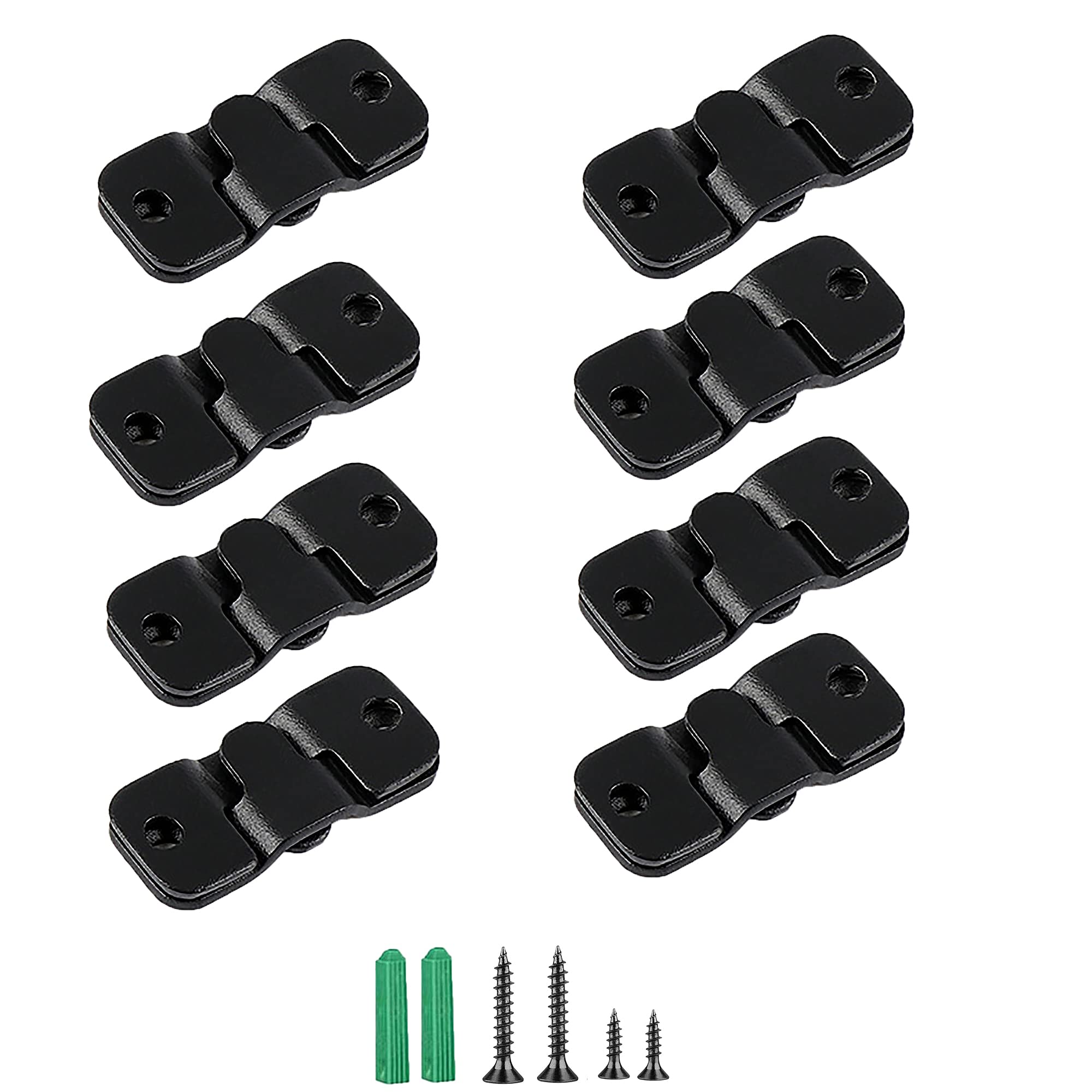 WeqeYent 8 Pairs(16 Pcs) Flush Mount Bracket Concealed Mount Bracket Interlocking Hang Buckle Stainless Steel Frame Hook Hardware Hanging for Pictures Mirrors Frames Furniture Connector(Black)