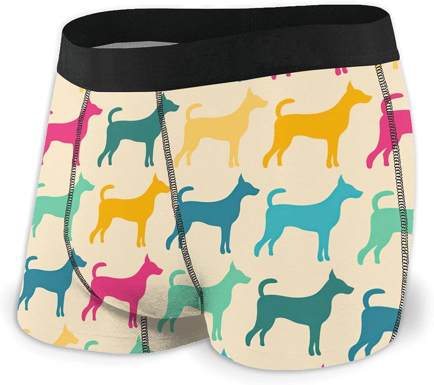 Funny Animal Dog Pattern Men Breathable Boxer Brief Stretchy Underwear