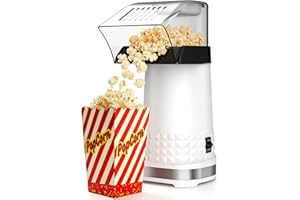 1200W Quick Popcorn Popper, ETL Certified Oil-Free Healthy Air Popper, 4.5-Quart Popcorn Maker for Movie Nights & Parties, White