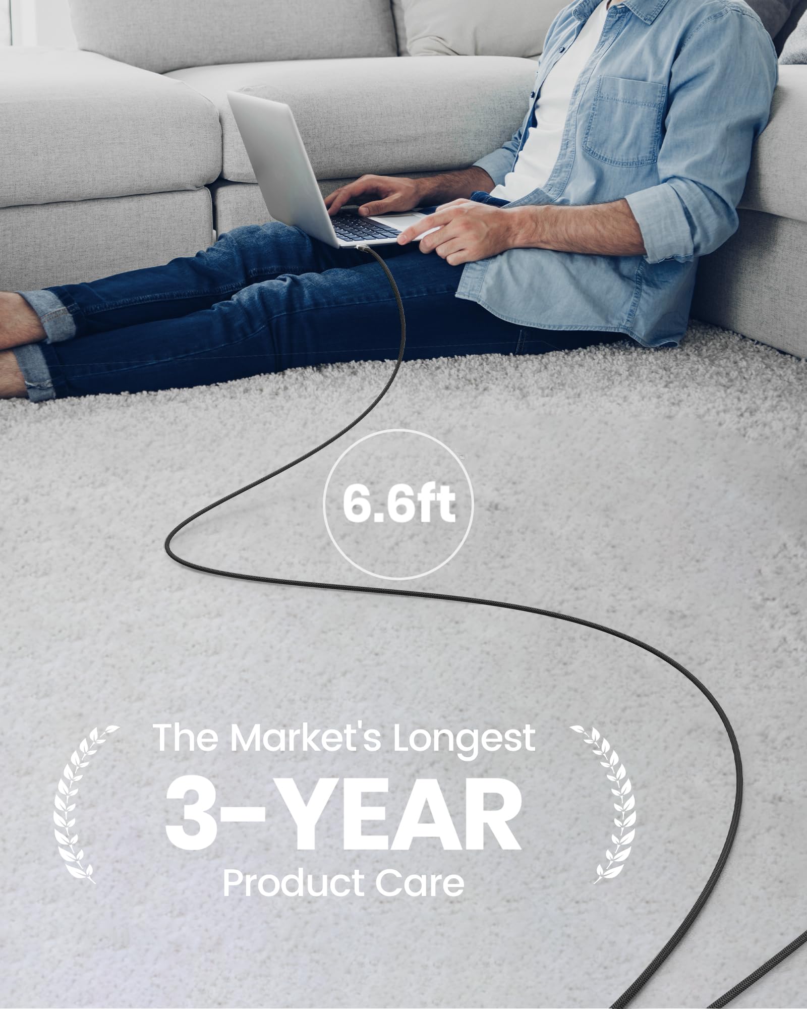 INIU USB C Cable, [6.6ft/2m] 100W PD USBC to USBC Charger Cable Fast Charging, Nylon Braided Type C to C Power Cord Data Cable USB-C for iPad Air MacBook Pro iPhone 16 15 Samsung Galaxy S23 S22 A9