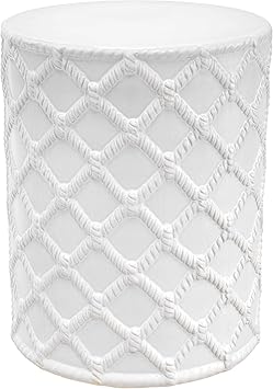 Amazon Com White Ceramic Drum End Table Eichholtz Healey Round Modern Nautical Coastal Style Side Table Luxury Accent Furniture For Living Room Furniture Decor