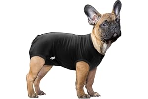 SAWMONG Dog Recovery Suit, Recovery Suit for Dogs After Surgery, Dog Spay Surgical Suit for Female Dogs, Dog Onesie Body Suit for Surgery Male Substitute Dog E-Collar Cone, Black, Large