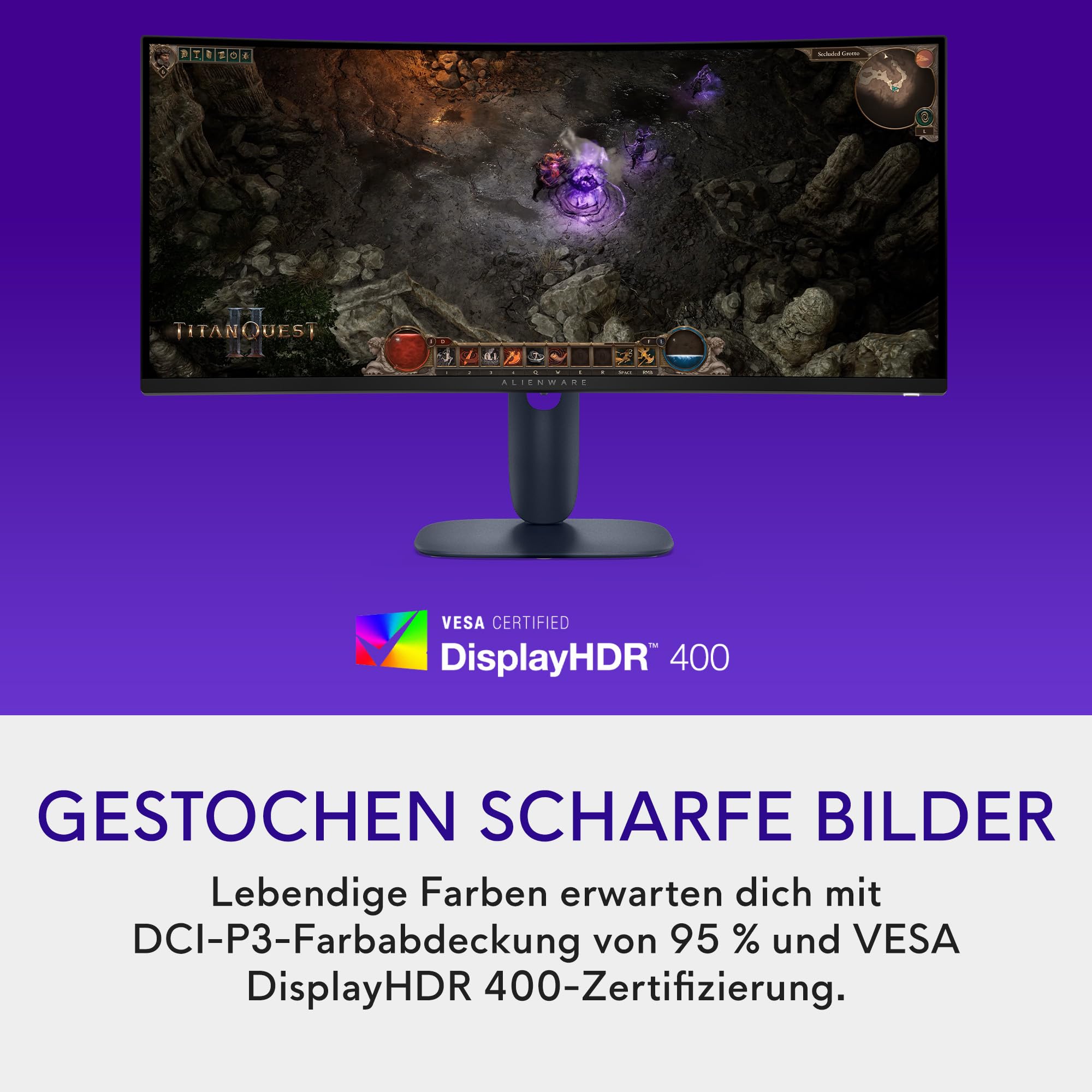 Alienware 34 Gaming Monitor - AW3425DWM, WQHD (3440x1440), 21:9 1500R Curved, 180Hz, VA, 1ms, AMD FreeSync Premium, VESA AdaptiveSync, 95% DCI-P3, HDR400, DisplayPort, 2 HDMI, 3 USB, 3 Jahre Garantie 3