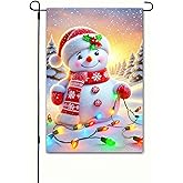 BlissYard Christmas Garden Flag 12x18 Inch Double Sided Adorable Snowman Winter Holiday Outdoor Flag for Garden Lawn Porch Farmhouse Decorative Yard Banner