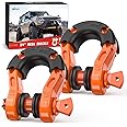 Nilight 2 Pack 3/4" Mega D-Ring Shackle with 7/8" Screw Pin 68,000LBS Break Strength, Heavy Duty Off Road Recovery Shackle for Use with Tow Strap, Winch, Off-Road Jeep Truck Vehicle, Orange