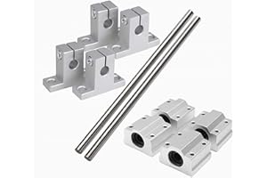 CHUANGNENG 2PCS Linear Shaft Axis Rod 8 x 400mm(.31 x 15.75inch) + 4PCS Linear Shaft Guide Support + 4PCS Motion Slide Bushing Set of 10