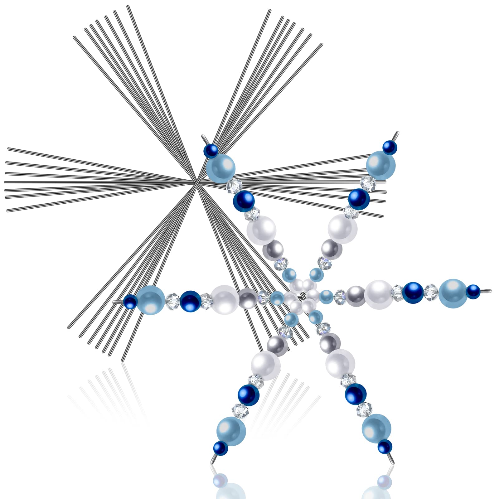 Hotop Snowflake Wire Personalized Metal Christmas Snowflake Wire for DIY Bead Ribbon Charms Party Decorations Fun Beading Project(48 Pcs,4.5 Inch)