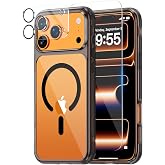 MEIMIOU 3-in-1 for iPhone 17 Pro Max Case, Compatible with MagSafe,Magnetic Slim Cover with Screen Protector &amp; Camera Lens Protector,Anti-Slip Bumper Phone Case Clear Back,Military Grade Protection