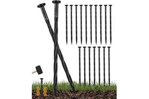 Meboyz 50 Pack of 8-inch Plastic Landscape Edging Spikes are Perfect for anchoring Weed barriers, Paver Edging, Artificial Turf, Grass Pathways, and More.