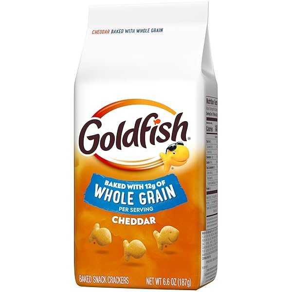 GOLDFISH BAKED WITH WHOLE GRAIN CHEDDAR CHEESE CRACKERS, 6.6 OZ BAG