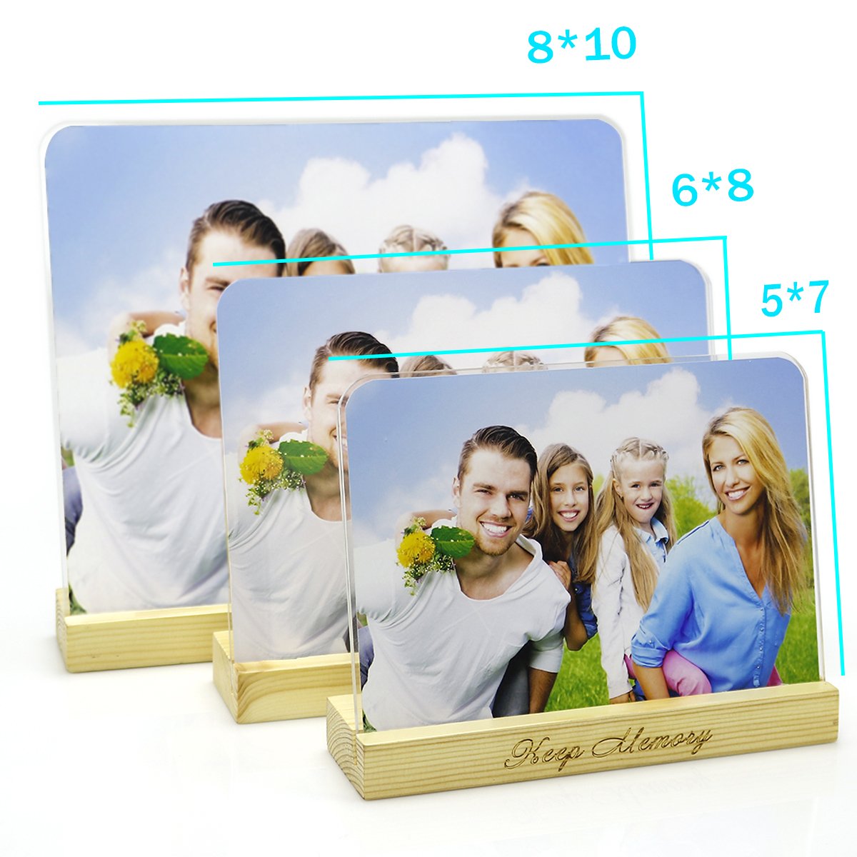 5x7 Clear Acrylic Picture Frame With Wood Holder - Round Corner Acrylic Glass Plate Picture Frame Stand on The Desk With a Wood Holder - Desk Calendar Display with Gift Box Package - SupperAcrylic