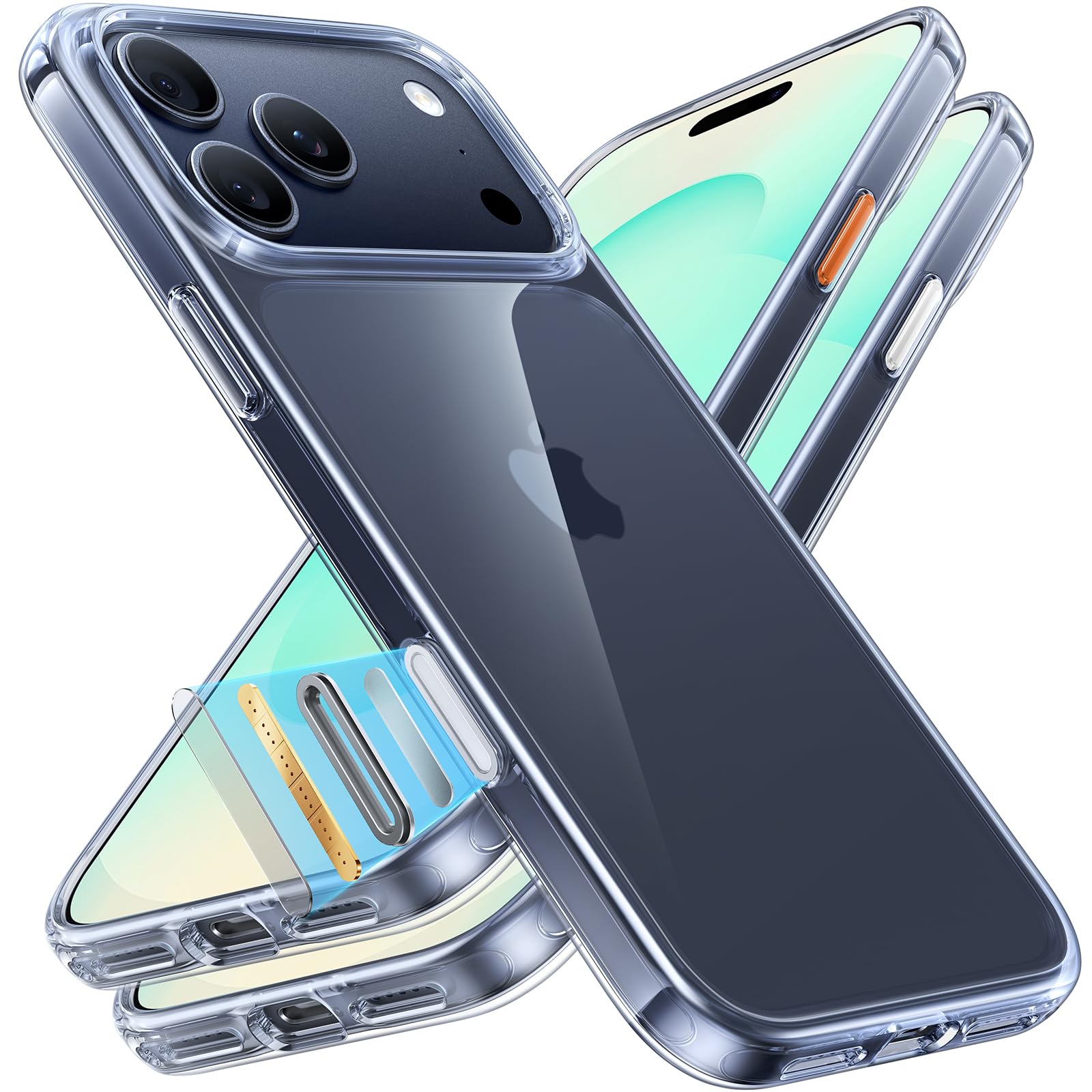 Photo 1 of TORRAS for iPhone 17 Pro Case, Beyond Military-Grade Protection, Camera Control Button, DIY Buttons, Slim Thin Shockproof Hard Back Anti-Yellowing Anti-Scratch Phone case for iPhone 17 Pro, Clear