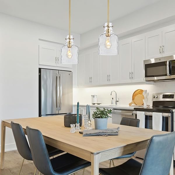 WILON INDUSTRIAL PENDANT LIGHTING, PENDANT LIGHTS FOR KITCHEN ISLAND 3 LIGHT GLASS PENDANT LIGHT FIXTURE WITH SEEDED GLASS SHADE, ADJUSTABLE CORD FARMHOUSE CEILING LIGHT BLACK FINISH LINEAR CHANDELIER
