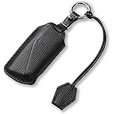 Jayanes Genuine Leather Key Fob Cover Compatible with BMW 2023 2024 2025 New 7 Series 740i 760i X1 X7 XM IX I7 2024 2025 X5 X6, Key Fob Case with Keychain & Lanyard for BMW Key Fob (4 Buttons, Black)
