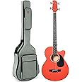 Best Choice Products Acoustic Electric Bass Guitar, Full Size 4 String, Fretted Bass Guitar w/Padded Gig Bag - Red