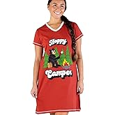 Lazy One Women's Nightgown, Funny V-Neck Sleep Shirt for Women, Bear & Moose Pajama Shirts