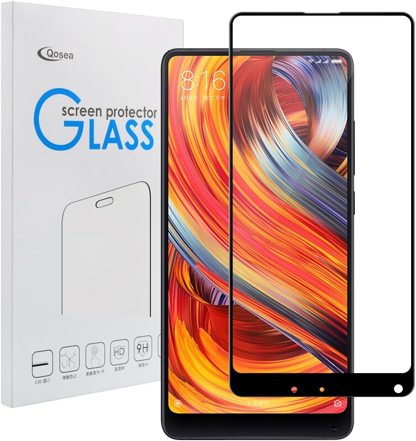 Qoosea Xiaomi Mi Mix 2 Screen Protector Full Coverage Tempered Glass Screen Protector, High Definition Anti-Scratch High Touch Sensitivity Bubble-Free Anti-Fingerprint Protective Film