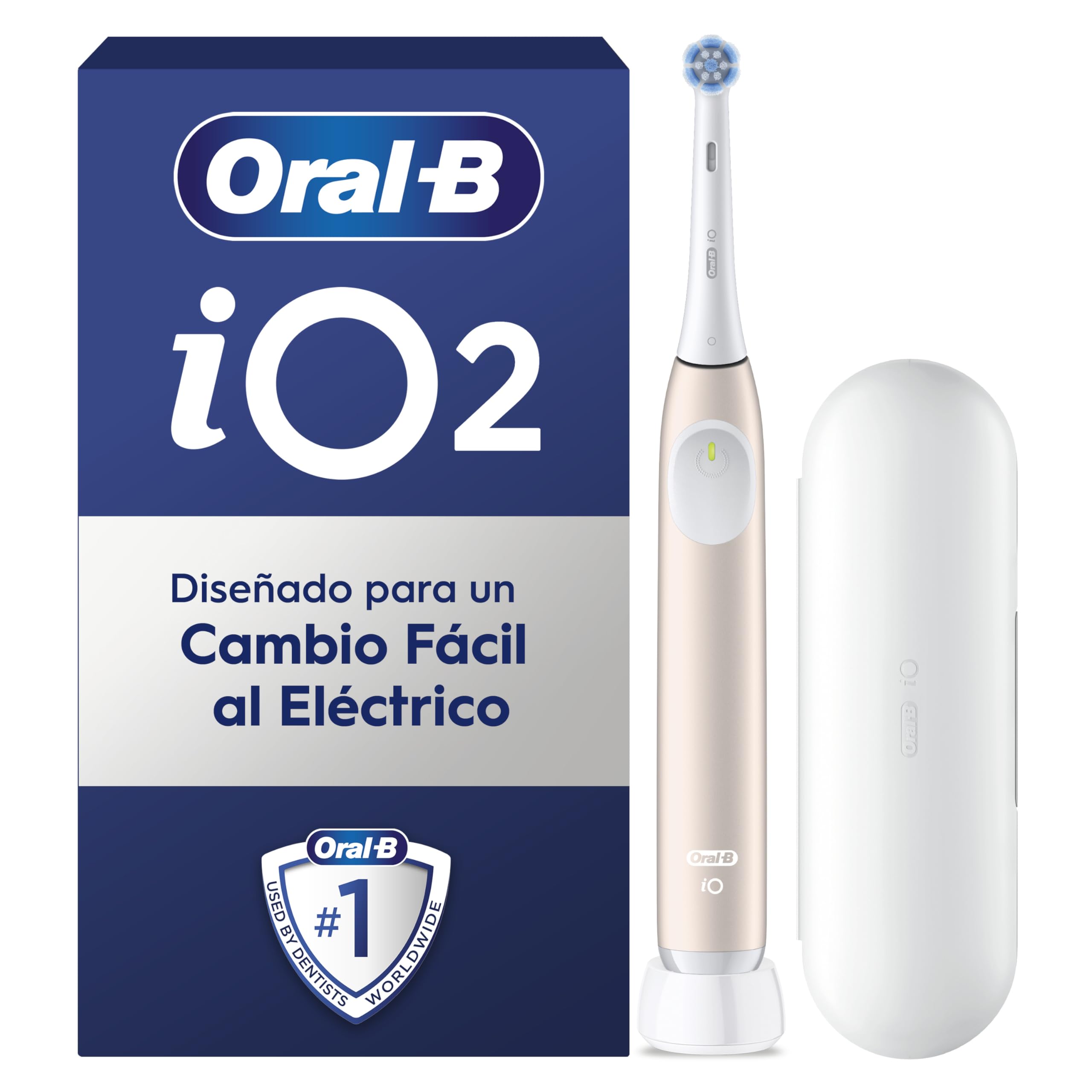 Oral-B iO 2 Cepillo de Dientes Eléctrico Rosa Suave, 1 Cabezal, 1 Estuche De Viaje, 3 Modos De Cepillado, Sensor De Presión y Temporizador, Diseñado por Braun