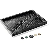 YMXYJM Natural Marble Tray for Bathroom, Genuine Ancient Wood Grain Marble Vanity Tray, Luxury Stone Trays for Dresser, Home Decor, Kitchen, Non-Resin/Non-Ceramic, 12"x 8", Ancient Wood Grain
