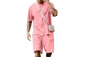 Babioboa Men's Short Sleeve Tracksuit Summer T Shirt & Shorts set 2 Pockets Oversize Two Piece Casual Daily Duty-off