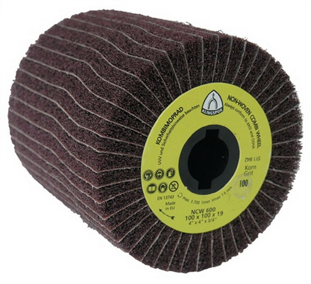 Klingspor 258905 "NCW 600 S" K80 Wheel Abrasive Mop, 0 V, Brown, 100 x 100 x 19 mm