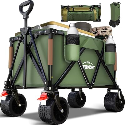 Overmont 150kg Festival Trolley on Wheels Heavy Duty Folding Wagon Green