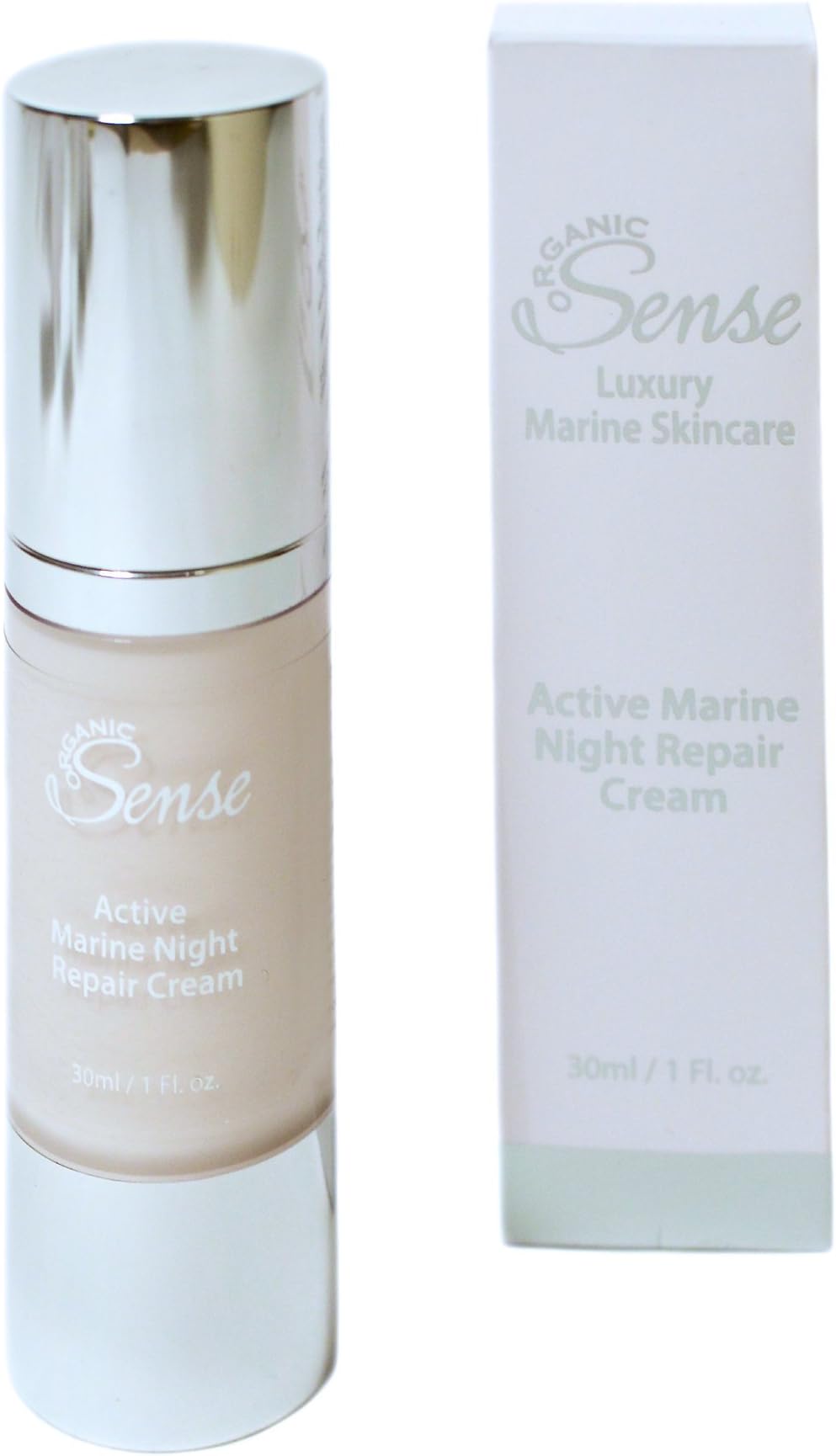 ORGANIC SENSE ACTIVE MARINE NIGHT REPAIR CREAM - anti-ageing, 100% organic - enriched with skin rejuvenating marine peptides & liquid oxygen in a light emulsion - skin firming - collagen synthesis - DNA repairing enzymes and antioxidants - prevents ageing symptoms - age spots, wrinkles and loss of tone - Dry, mature skin - dehydrated skin - Vegan friendly - no Mineral Oils, no Parabens, no Formalin, no MI: no Sulphates or Sulphides: no Animal Products: