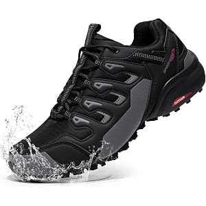KEFUWU Men's Waterproof Trail Running Shoes Wide Hiking Walking Sneakers | Non Slip Outdoor Cross Training Trekking Shoes Lig