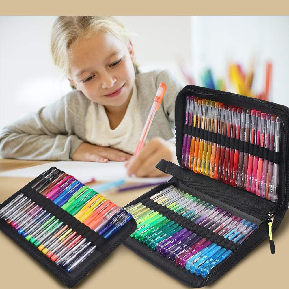 Gel Pens for Adult Coloring Books, Glitter Neon Gel Pens Set Include 60 Colors Gel Marker Pens, 60 Matching Color Refills, for Kids Drawing Gift Card Art Crafts Doodling Scrapbooks Journaling: Office Products