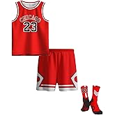 Hjshfue Kids Basketball Jerseys #24 Mesh Sleeveless Tank Top Shorts Socks for Boys Girls 3PC Athletic Training Uniforms
