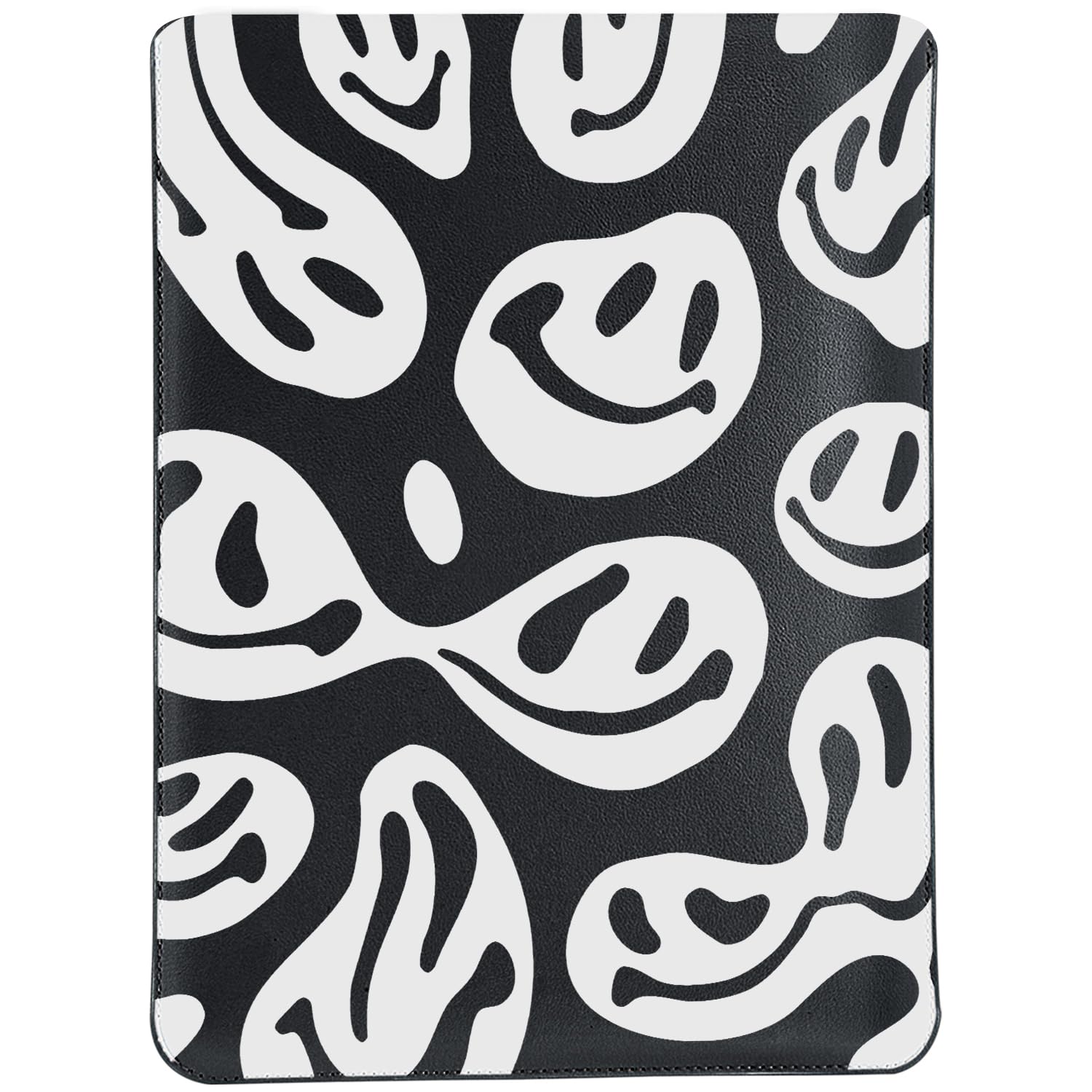 MAYCARI Slim Black Waterproof Laptop Sleeve Bag 12-13 inch, Light Weight Fuax Leather Protective Laptop Sleeve Case, Aesthetic Funny Face Print 12-13 inch Case for Girls Women Boys