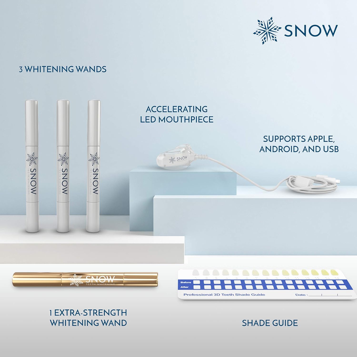 SNOW Teeth Whitening Kit with LED Light | Complete at Home Whitening System - Best Results - Safe for Sensitive Teeth, Braces, Bridges, Crowns, Caps & Veneers: Health & Personal Care